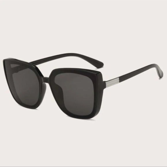 Black Oversized Sunglasses Square Retro Style New with Case - Picture 3 of 5